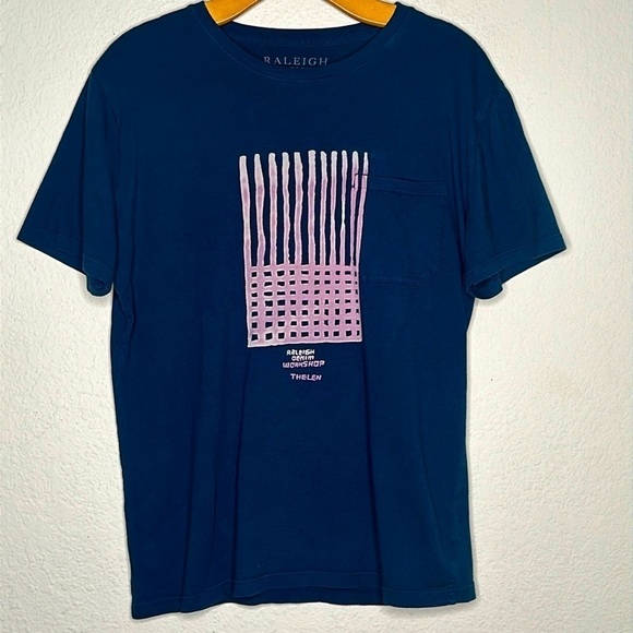 Raleigh Workshop Men’s Pocket Tee Shirt Relaxed Blue Size Small Bill Thelen - Picture 3 of 9